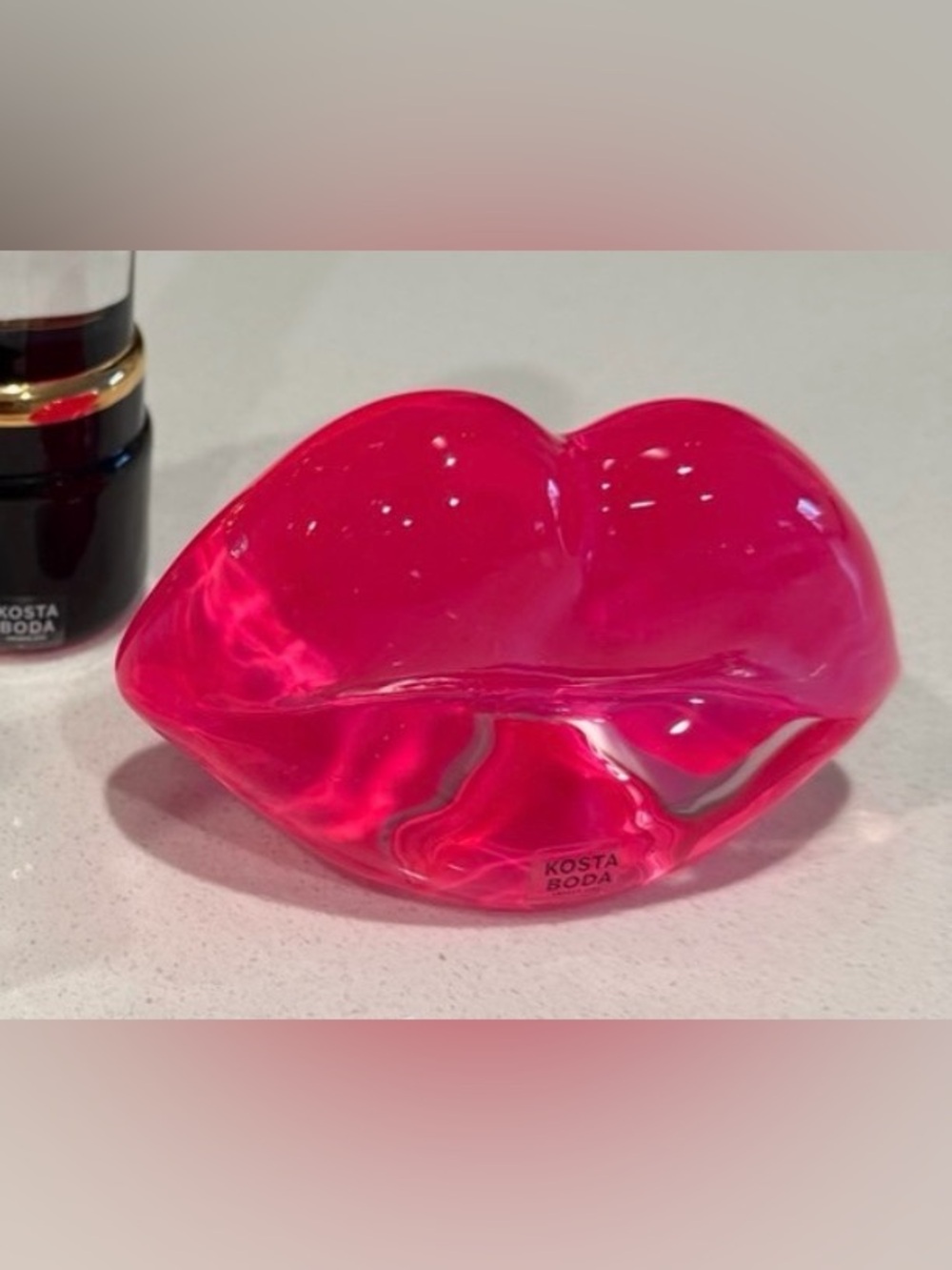Kosta Boda Hot Pink Glass Lips Sculpture - “Hot Lips” ONLY